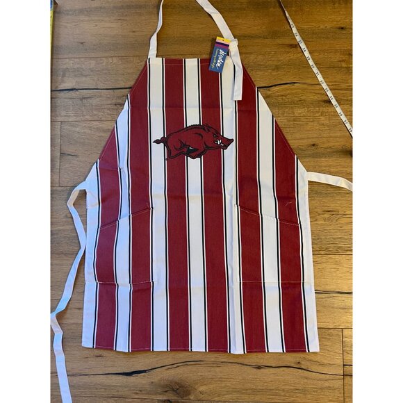 University Of Arkansas Razorbacks Striped Apron With Pockets & Adjustable Neck - Picture 1 of 4
